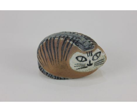 A 20th century Lisa Larson Gustavsberg Swedish pottery figure of a cat, with striped back, 9cm