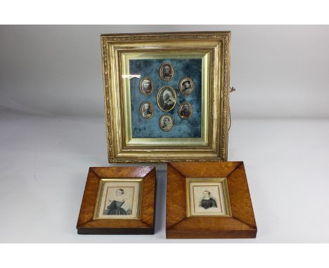 Two similar 19th century miniature portrait of young ladies, verso paper label inscribed 'This picture frame was made and giv