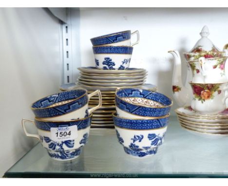 A quantity Royal Doulton ''Old Willow'' cups, saucers and plates