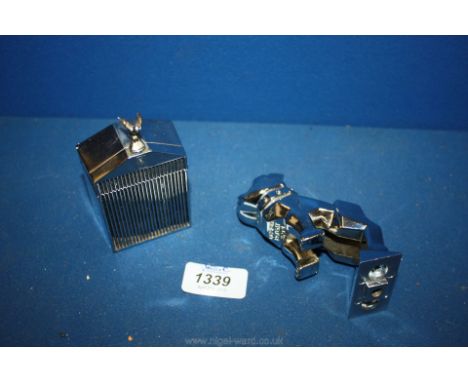 An American Mac Lorry Mascot and vintage Lighter in the form of a Rolls Royce radiator.