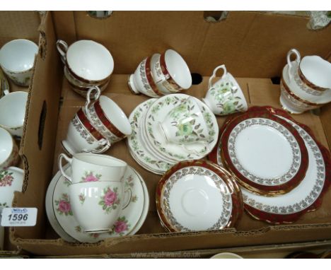A Royal Stafford vintage gilded part Teaset consisting of six cups, six saucers, five tea plates, etc. together with two othe