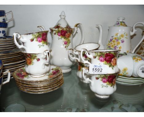 A Royal Albert 'Old Country Roses' part Coffee set including six cups, saucers, large coffee pot, etc.