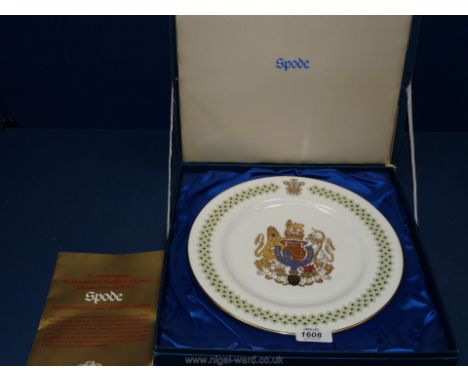 A Spode Commemorative Plate - Investiture of HRH Charles Prince of Wales, in presentation box.