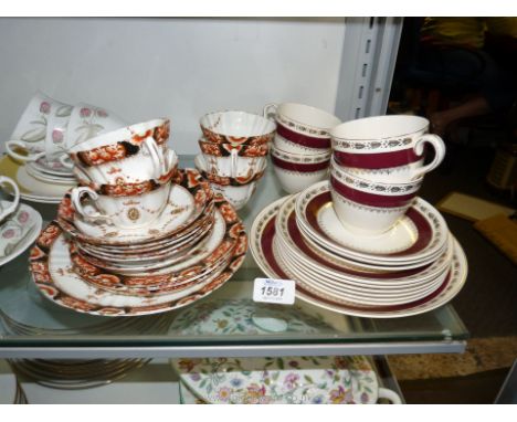 A Royal Albert part Teaset comprising five cups and saucers; plus a Crown Ducal part Teaset of four cups and saucers
