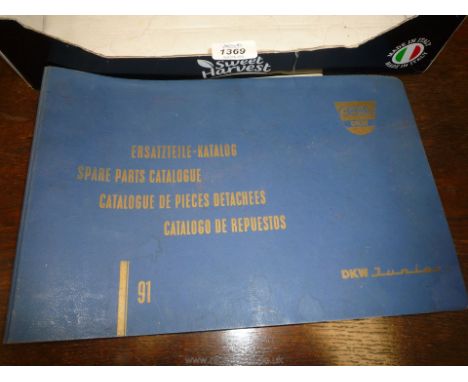 A rare Spare parts catalogue for DKW Junior Motorcar (having three cylinder two stroke engine)