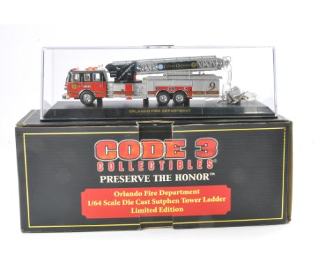 Fire and Rescue model issue comprising Code 3 Collectibles No.12934 Sutphen Tower Ladder in the livery of Orlando Fire Depart