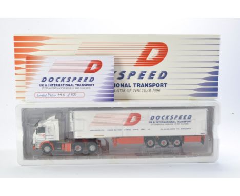 WSI Model Truck Issue comprising 1/50 Scania 3 Series + Reefer Trailer in the livery of Dockspeed. Limited Edition 146 of 150