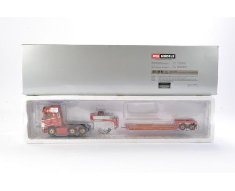 WSI Model Truck Issue comprising 1/50 Renault Trucks T High 6x2 Twin Steer + Low Loader/Euro - 2 Axle in the livery of Karste