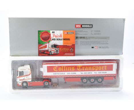 WSI Model Truck Issue comprising 1/50 Scania R Highline I CR20H 4x2 + Curtain Side Trailer - 3 Axle in the livery of Collins 