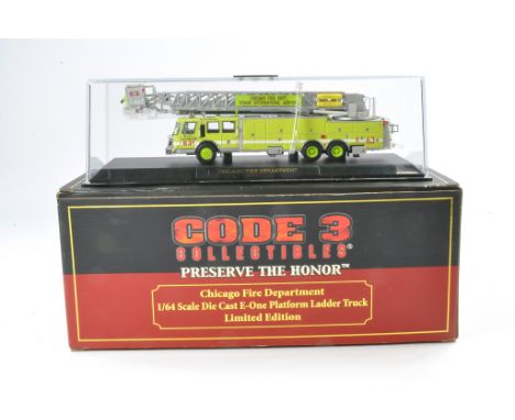 Fire and Rescue Model issue comprising Code 3 Collectibles No. 12939 E-One Platform Ladder Truck in the livery of Chicago Fir