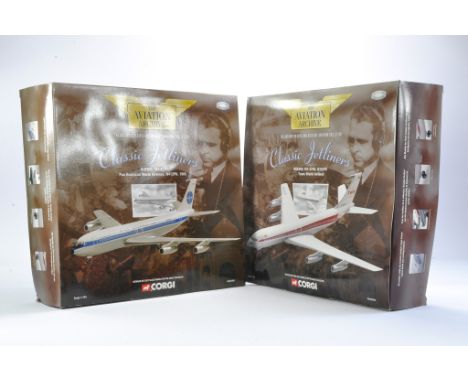 Corgi Diecast Model Aircraft group comprising 1) No. AA32902 Classic Jetliners Boeing 707-331b, N18709, 2) No. AA32906 Classi