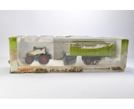 Universal Hobbies 1/32 Farm Model issue comprising Claas Ares 836 RZ Tractor With Trailer. Looks to be in excellent condition