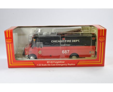 Fire and Rescue Model issue comprising Code 3 Collectibles No. 14001 MT-55 Freightliner in the livery of Chicago Fire Departm
