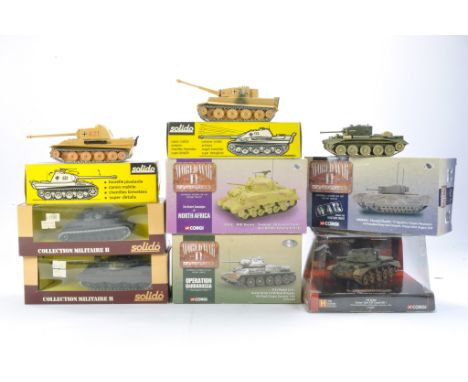 A group of military diecast including Corgi / Solido Tank issues. All look to be without obvious sign of fault in original bo