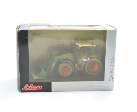 Schuco 1/32 Fendt 211 Vario Tractor with front loader. Weathered. Looks to be without obvious sign of fault, has been display