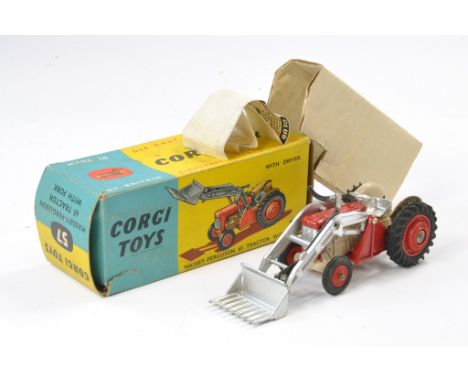 Corgi No. 57 Massey Ferguson 65 Tractor with Fork. Excellent with very little sign of wear in good box (some creasing and gen