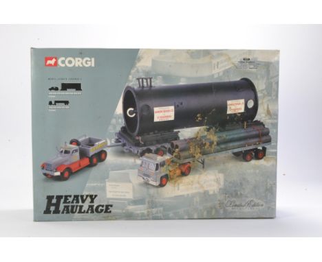 Corgi Diecast Model Truck comprising Heavy Haulage issue, as follows No. 31014 Guy Invincible Long Platform Trailer, Pipe Loa