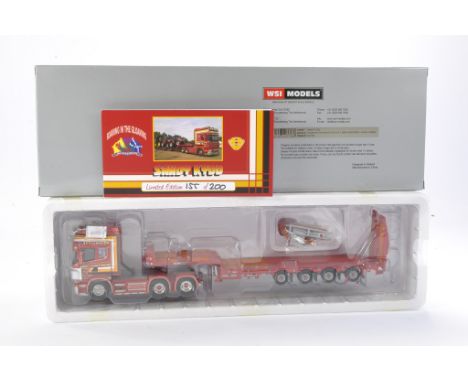 WSI Model Truck Issue comprising 1/50 Scania R5 Topline 6 x 2 Tag Axle + Semi Low loader in the livery of Sandy Kydd. Limited