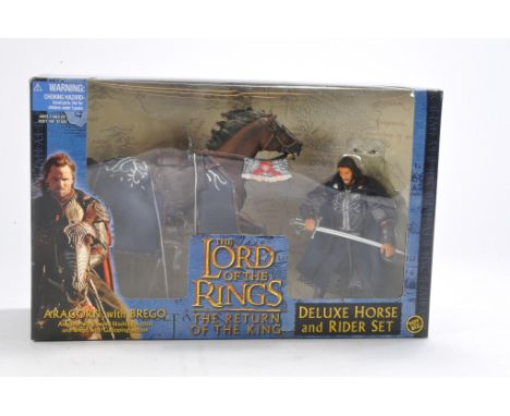 Toy Biz Lord of the Rings figure issue comprising The Return of the King Aragorn with Brego, Aragorn with sword - slashing ac