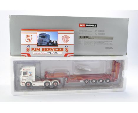 WSI Model Truck Issue comprising 1/50 Scania Streamline Highline 6 x 2 Tag Axle + Semi Low loader - 4 Axle + Ramps in the liv