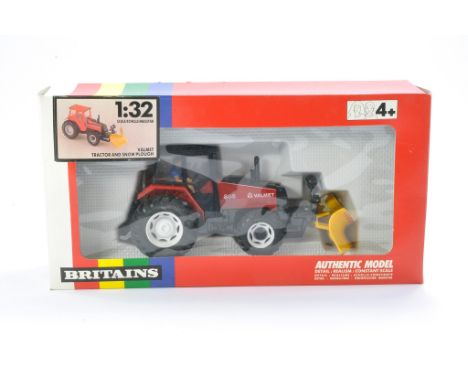 Britains No. 9616 Valmet 805 Tractor and Snowplough. Generally excellent, some age related paint loss (not through play) to s