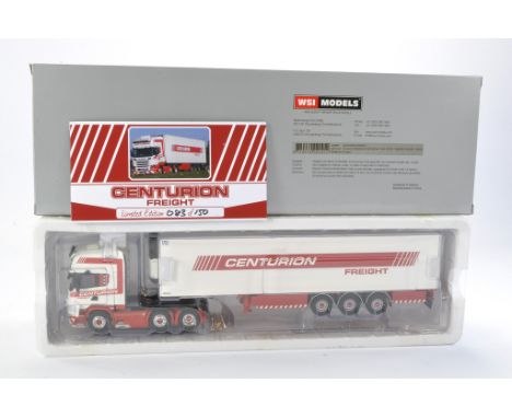 WSI Model Truck Issue comprising 1/50 Scania Streamline Topline 6x2 Twin Steer + Reefer Trailer - 3 Axle in the livery of Cen