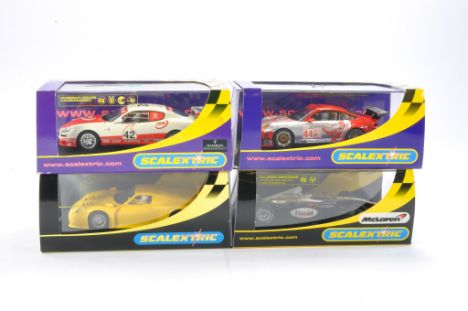 Scalextric slot car issues comprising No.C2731 Porsche 911 GT3R Flying Lizard, No. C2504 Maserati Coupe Cambiocorsa, No. C244