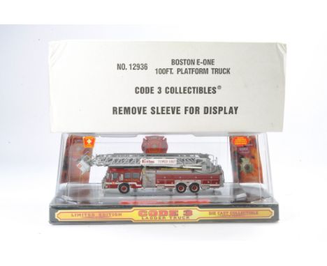 Fire and Rescue model issue comprising Code 3 Collectibles No. 12936 Ladder Truck in the livery of Boston Fire Department. Li