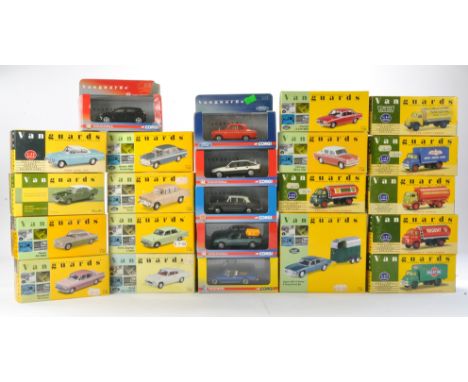 A group of 23 diecast Vanguards / Corgi issues comprising classic cars, commercials and retro classics as shown. Look to be w