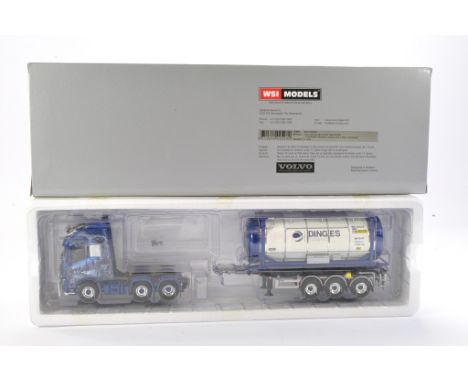 WSI Model Truck Issue comprising 1/50 Volvo FH4 GLOB.XL 6 X2 Twin Steer + Container Trailer - 3 Axle/20 ft Tank Container in 