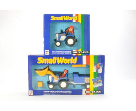 Britains Small World pair of Farm Toys comprising Tractor plus Tractor and Trailer set. Excellent and generally Ex-Shop condi