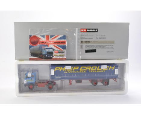 WSI Model Truck Issue comprising 1/50 Volvo F88 4x2 + Classic Curtain Side Trailer - 2 Axle in the livery of Philip Crouch. L