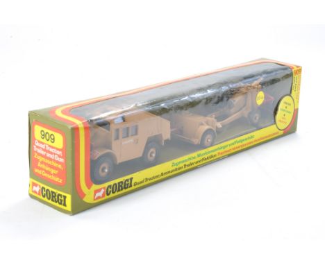 Corgi No. 909 Military Quad Tractor, Trailer and Gun. Excellent with no obvious sign of wear in very good box. 
