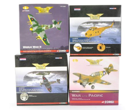 Corgi Diecast Model Aircraft group comprising 1) No. AA36502 World War 2 Hawker Typhoon IB, 2) No.AA39101 Westland Whirlwind 