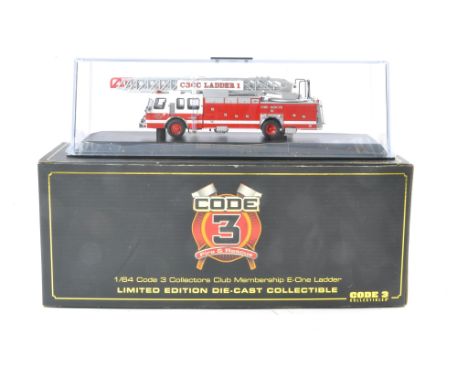 Fire and Rescue model issue comprising Code 3 Collectibles No.12962 E-One Ladder Truck in the livery of Code 3 Collectors Clu