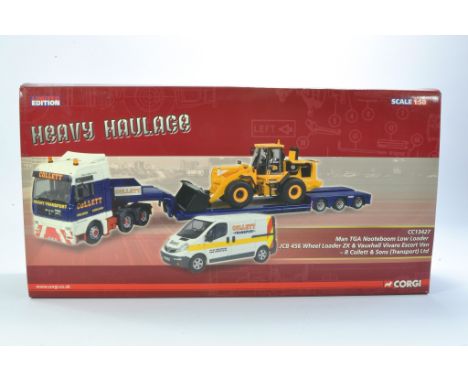 Corgi Diecast Model Truck comprising Heavy Haulage issue, No. CC13427 Man TGA Nooteboom Low Loader JCB 456 Wheel Loader ZX &a
