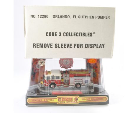 Fire and Rescue model issue comprising Code 3 Collectibles No.12290 Sutphen Pumper Fire Engine in the livery of Orlando Fire 