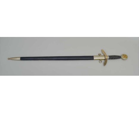 F &amp; A HELBIG GAEFLER STEINBACH A FIRST PATTERN LUFTWAFFE OFFICER'S DRESS SWORD having two-tone stylised SS Decals, on wir