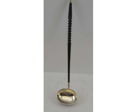 FRANCIS HOWARD LTD A SILVER PUNCH LADLE, Sheffield 1971, with ebonised twist handle 