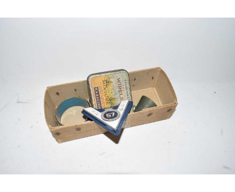 Small box of mixed items to include a Cloisonne bangle, vintage tobacco tin and other items