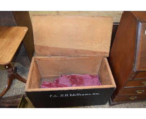 Painted pine trunk marked Cdr D R Williams to front