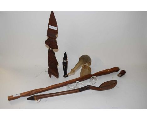 Mixed Lot: Walking stick, horn model of a bird and other items