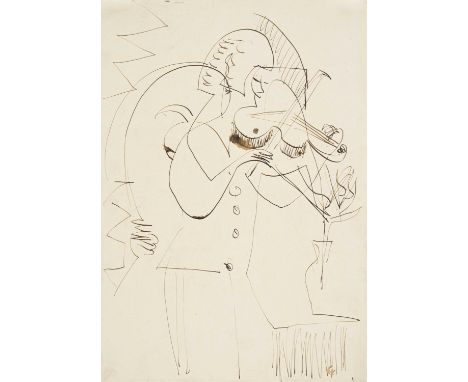 KIRCHNER, ERNST LUDWIG1880 Aschaffenburg - 1938 Frauenkirch/DavosTitel: Die Violinistin (2). Datierung: Um 1930-35. Technik: 