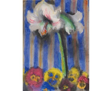 NOLDE, EMIL1867 Nolde - 1956 SeebüllTitel: Amaryllis und Stiefmütterchen. Datierung: Um 1935/1940. Technik: Aquarell auf Japa