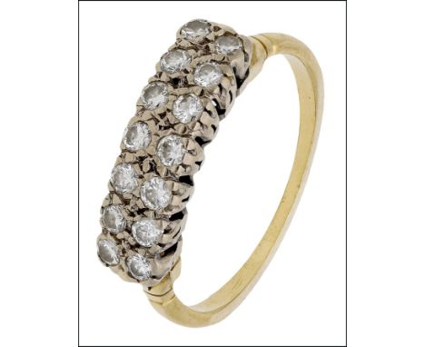 A diamond ring, set with two rows of brilliant-cut diamonds, ring size R. £100-£150