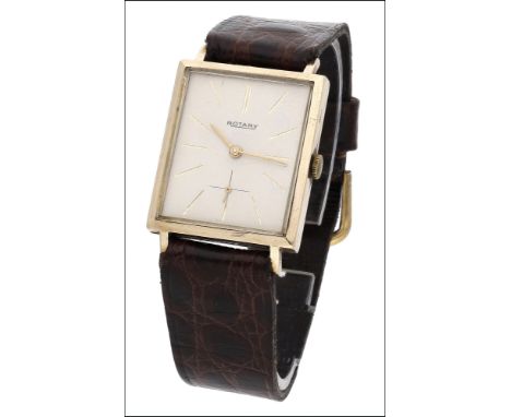 Rotary. A gold rectangular wristwatch, circa 1960 Movement: cal. 435, manual winding, 17 jewels Dial: silvered, baton indexes