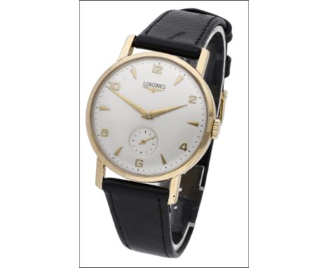 Longines. A gold plated wristwatch, circa 1955 Movement: cal. 12.68Z, manual winding, 17 jewels, no. 9604694 Dial: silvered, 