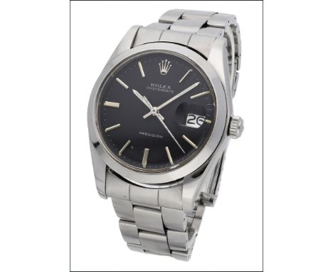 Rolex. A stainless steel wristwatch with date and bracelet, Ref. 6694, Oyster-Date Precision, circa 1976 Movement: cal. 1225,