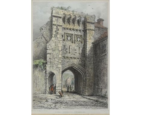 W. H. Bartlett (British), 'Tower Gatehouse Winchester'. Etching. Framed and glazed. Image size 21 x 14.5cm.