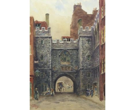 William Collins (British, 1788-1847), 'St. John's Gate, Clerkenwell'. Watercolour. Signed lower left. Framed and glazed. Imag